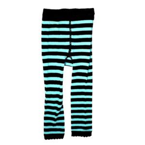 Turquoise Blue & Black Striped Baby Leggings NWOT
